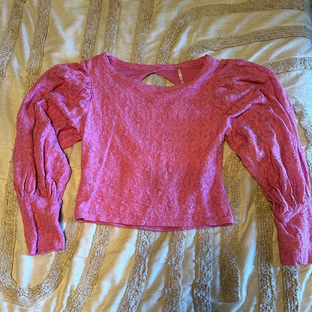 Free People Pink Long Sleeve Top